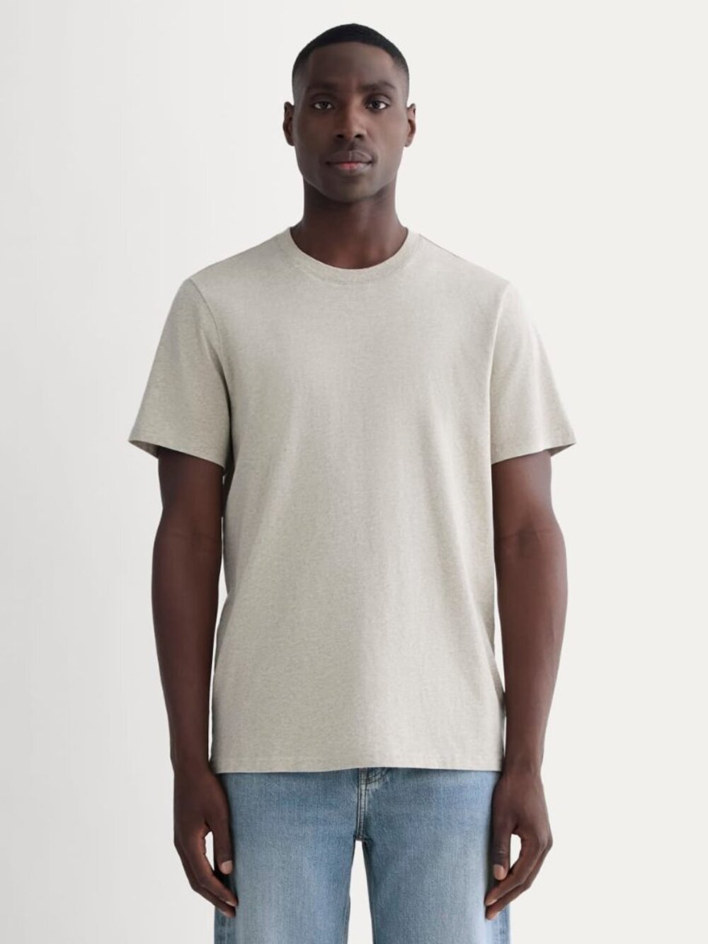 Everlane Men's Premium-Weight Crew Neck  T-Shirt in Heather Oatmeal, Size Small
